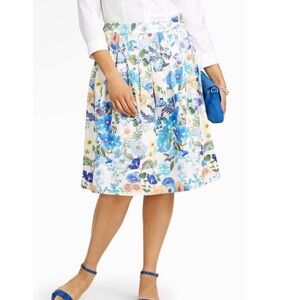 Talbots Blue Floral Pleated Skirt